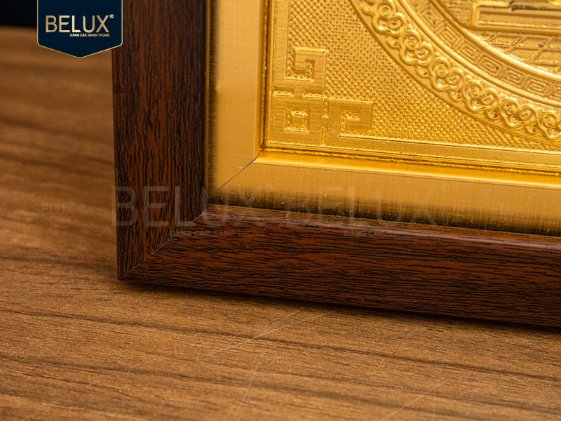 Hộp gỗ mặt vuông Khuê Văn Các bằng đồng 20x20cm mạ vàng 24k